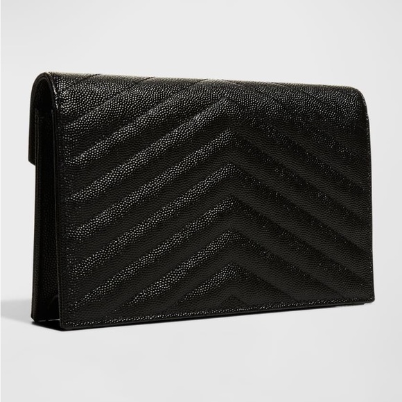 Saint Laurent YSL Monogram Small Wallet on Chain in Grained Leather MINT - Picture 4 of 14